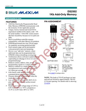 DS2502/T&R/SL datasheet  